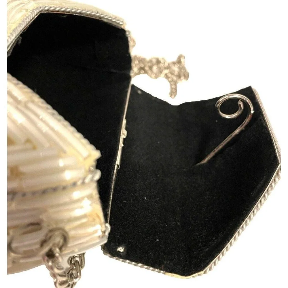 Vintage Glass Mosaic Evening Bag Small Crossbody Purse Flap Latch Chain‎ Strap
